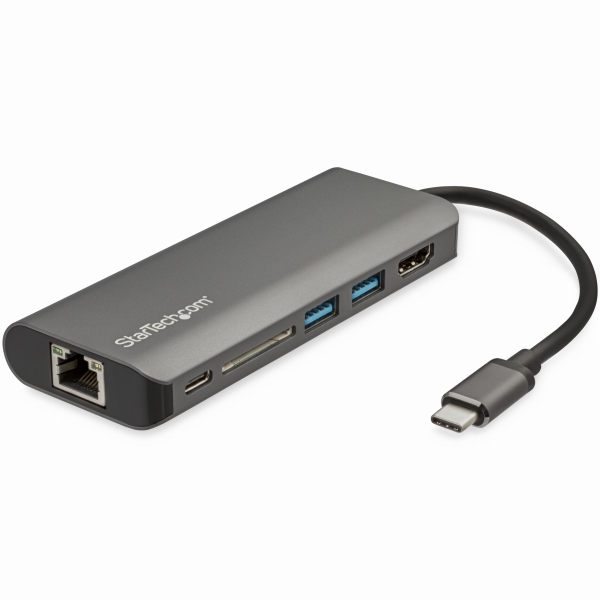 USBType-C接続マルチアダプタSDカードリーダー/USBPD3.0/4KHDMI/ギガビット有線LAN/2xUSB3.0USBType-Cミニドック