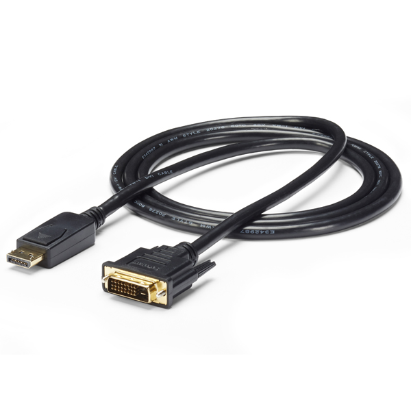 DisplayPort-DVI変換ケーブル1.8mディスプレイポートオスDVI-D(25ピン)オスDP-DVIケーブル1920x1200ブラック