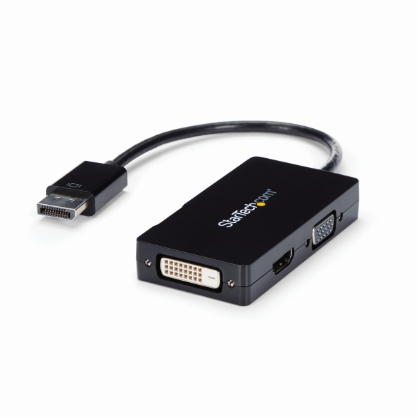 DisplayPort-VGA/DVI/HDMI変換アダプタスリーインワン・ディスプレイポート/DP変換ケーブル1920x1200/1080pブラック