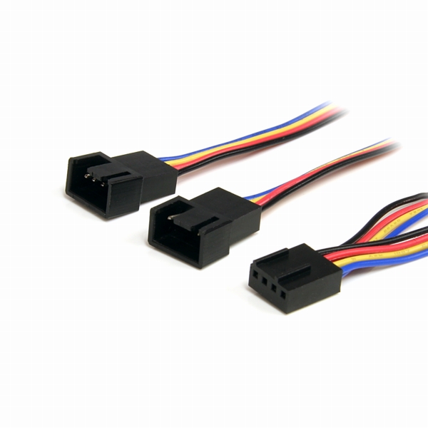 PWM(4ピン)ケースファン電源用分岐二股ケーブル30cm1x4ピン(メス)-2x4ピン(オス)