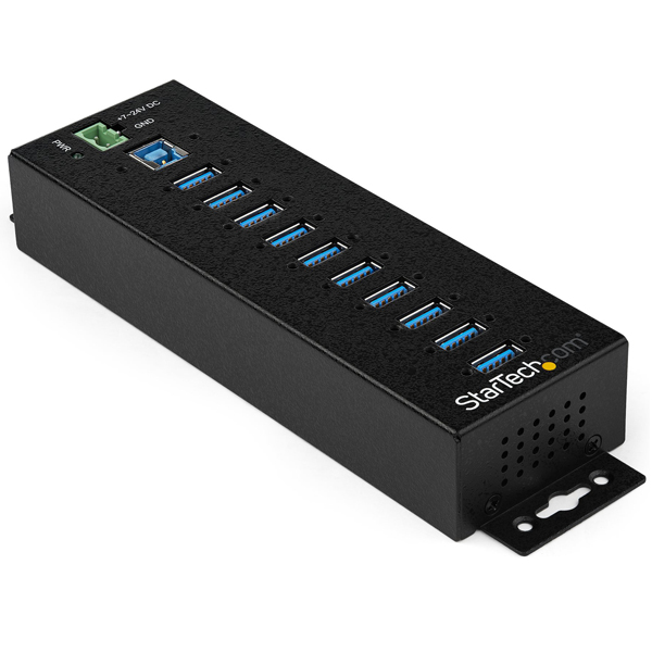 10ポート産業用 USB3.0ハブ ESD & 350Wサージ保護
