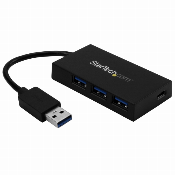 4ポートUSB3.0ハブUSBA-3xUSBA(高速充電対応)/1xUSB-C電源アダプタ付属USBType-Cポート搭載USBハブ