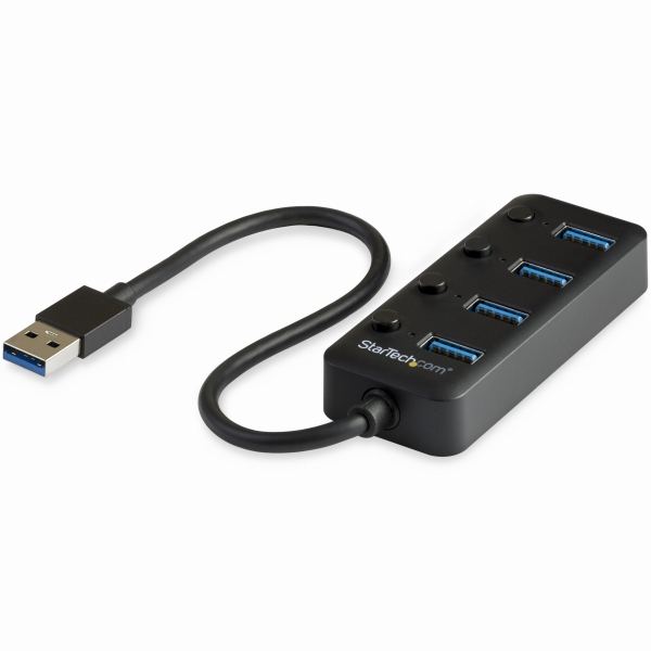 USB3.0ハブUSB-Aポートを4口搭載各ポートごとにオン/オフ・スイッチ付きバスパワー対応USBポート拡張USB3.0ポート増設