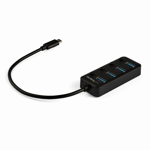 USB-CハブUSB-Aポートを4口搭載各ポートごとにオン/オフ・スイッチ付きバスパワー対応USBType-Cハブ
