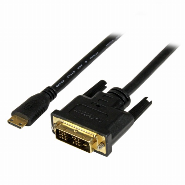 MiniHDMI-DVI-D変換ケーブル1mミニHDMI(19ピン)オス-DVI-D(19ピン)オス1920x1200