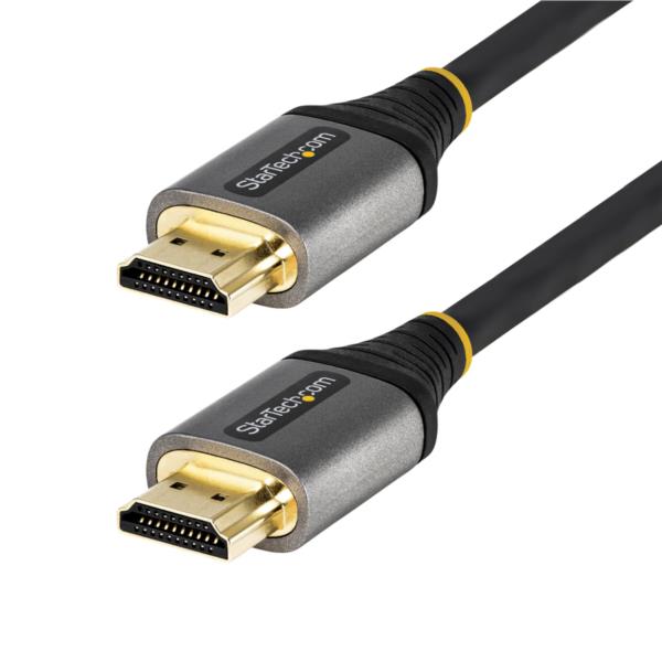 プレミアムハイスピードHDMI2.0ケーブル/5m/4K60Hz/Premium認証/イーサネット対応/HDR10、ARC/オス・オス/グレー&ブラック/UHDHighSpeedHDMIモニターケーブル