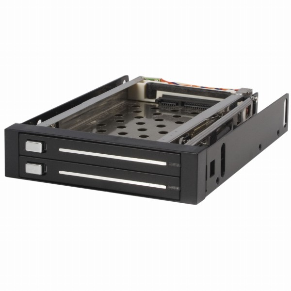 3.5インチベイ内蔵型SATAハードディスク用リムーバルケース(トレイ/ケース不要)2x2.5インチSATAHDD/SSD専用モバイルラックホットスワップ/プラグ&プレイ対応