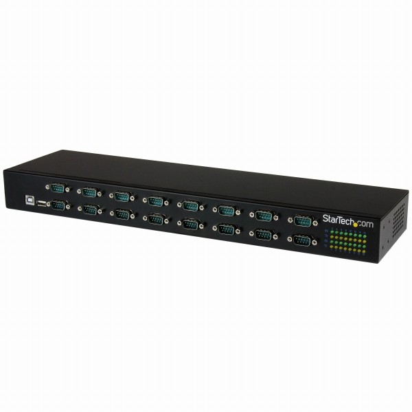USB - 16ポート対応シリアルRS232C 変換ハブ USB接続16x シリアルD-Sub9ピン コンバータ デイジーチェーン機能 ラックマウント可能