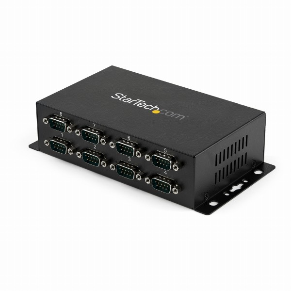 8ポート USB-RS232C変換ハブ USB2.0-シリアル (x 8) コンバータ/ 変換アダプタ USB B (メス)-D-Sub (オス) 業務用DINレール/ 壁掛け取付け可能