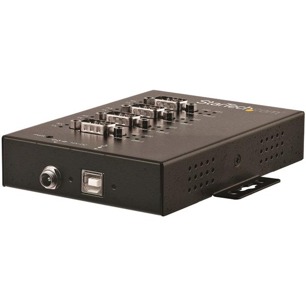 USB - 4ポート シリアル変換アダプタ RS232/ RS422/ RS485に対応 15kV ESD保護機能 IP30準拠メタルケース DINレール/ウォールマウント対応