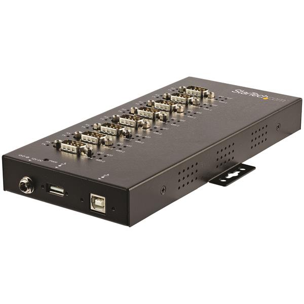 USB - 8ポート シリアル変換アダプタ RS232/ RS422/ RS485に対応 15kV ESD保護機能 IP30準拠メタルケース DINレール/ウォールマウント対応