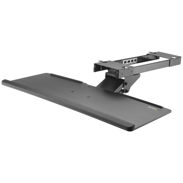 スライド式キーボードトレイエルゴノミクス対応アジャスト可能(上下170mm/チルト+-15°/スイベル+-20°)トレイ引き出し量320mm