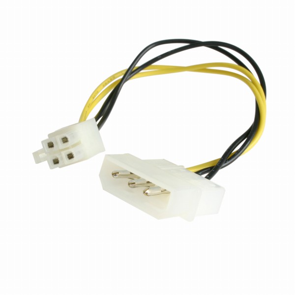 15cmペリフェラル電源コネクタ(4ピン/オス)-ATX12V用電源(4ピン/オス)変換アダプタケーブル