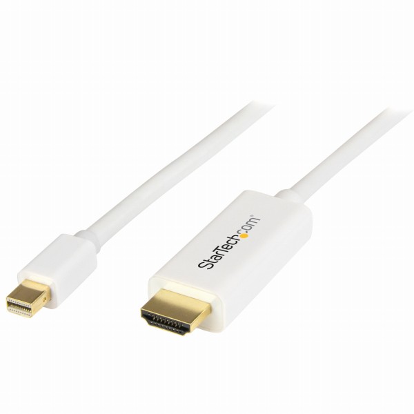 MiniDisplayPort-HDMI変換ケーブル1mホワイト4K解像度/UHD対応ミニディスプレイポート/mDP（オス）-HDMI（オス）アダプタケーブル