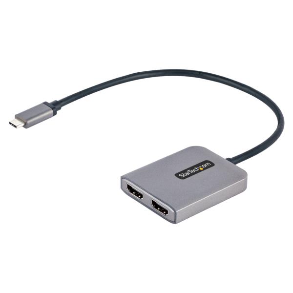 USB-C-2xHDMI変換アダプター/4K60Hz/デュアルモニター/HDR/USB4/TB4/TB3対応/30cm一体型ケーブル