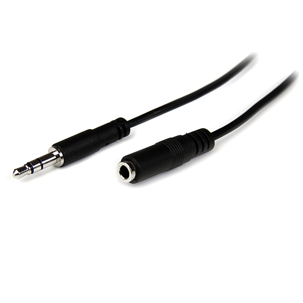 オーディオ延長ケーブル/2m/3.5mm 3極ミニプラグ/オス・メス/ブラック/スピーカー ヘッドホン イヤホンコード