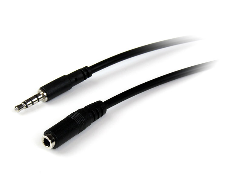 2m3.5mm4極TRRSステレオミニプラグ延長ケーブル(iPhone/携帯/ヘッドセット用)1x3.5mm4極ミニプラグ(オス)-1x3.5mm4極ミニジャック(メス)