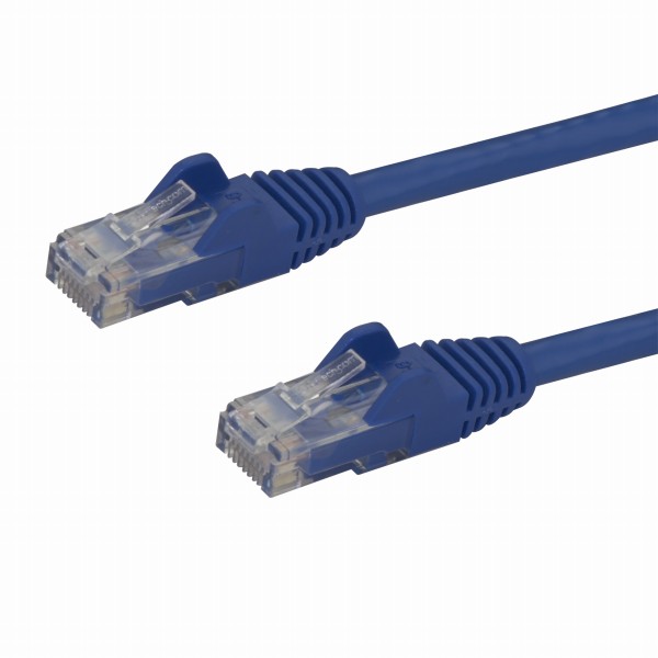 10mカテゴリー6LANケーブルブルーRJ45モールディングコネクタ(ツメ折れ防止カバー付き)ギガビットイーサネット対応Cat6UTPケーブル