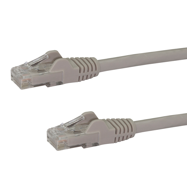 10mカテゴリー6LANケーブルグレーRJ45モールディングコネクタ(ツメ折れ防止カバー付き)ギガビットイーサネット対応Cat6UTPケーブル