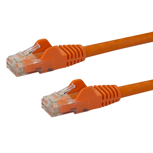 10mカテゴリー6LANケーブルオレンジRJ45モールディングコネクタ(ツメ折れ防止カバー付き)ギガビットイーサネット対応Cat6UTPケーブル