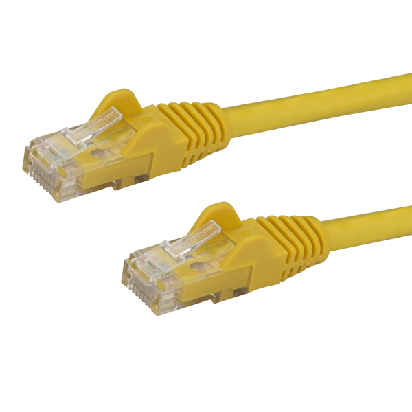 10mカテゴリー6LANケーブルイエローRJ45モールディングコネクタ(ツメ折れ防止カバー付き)ギガビットイーサネット対応Cat6UTPケーブル