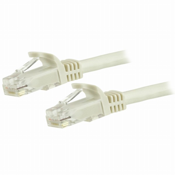 15mカテゴリー6LANケーブルホワイトRJ45モールディングコネクタ(ツメ折れ防止カバー付き)ギガビットイーサネット対応Cat6UTPケーブル