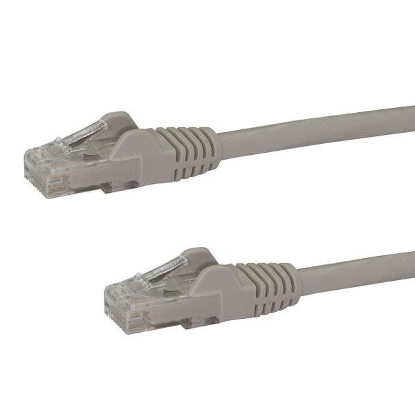 1mカテゴリー6LANケーブルグレーRJ45モールディングコネクタ(ツメ折れ防止カバー付き)ギガビットイーサネット対応Cat6UTPケーブル