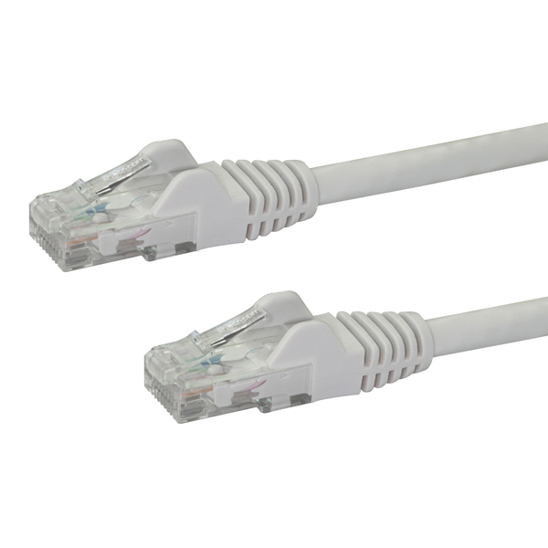 2mカテゴリー6LANケーブルホワイトRJ45モールディングコネクタ(ツメ折れ防止カバー付き)ギガビットイーサネット対応Cat6UTPケーブル