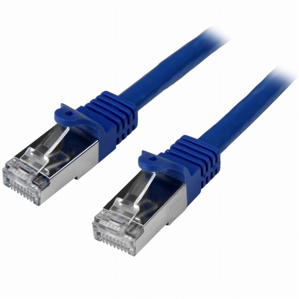 カテゴリ6LANケーブル5mブルーツメ折れ防止RJ45コネクタS/FTP(2重シールドツイストペア)ケーブル