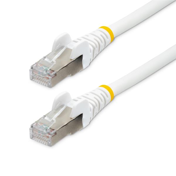 カテゴリー6ALANケーブル/5m/ホワイト/LSZH(低煙ゼロハロゲン)/10GbE500MHz/100WPoE++/S/FTP/ETL認証済/ツメ折れ防止機構付
