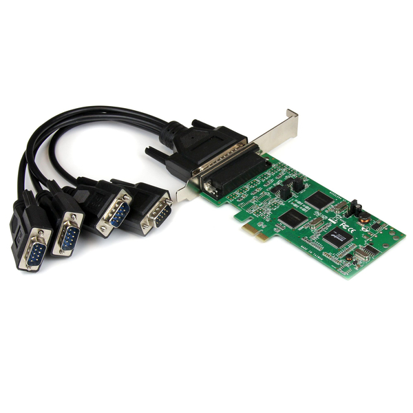 シリアルアダプターカード/PCIe x1/4ポート/2x RS232 + 2x RS422/RS485/標準&ロープロ