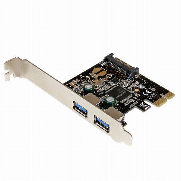 SuperSpeedUSB3.02ポート増設PCIExpressインターフェースカード2xUSB3.05Gbps拡張用PCIex1接続ボードSATA電源端子(15ピン)付き