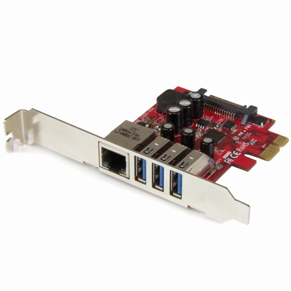 3ポートUSB3.0/1ポートギガビットイーサネット増設PCIExpressインターフェースカード1xGbELANカード/3xUSB3.0拡張用PCIeカード