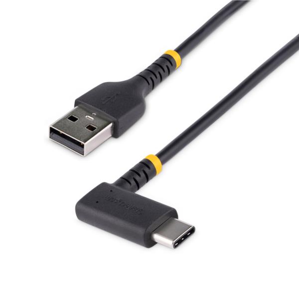 USBケーブル/USB-A-USB-C/30cm/USB2.0/L型右向き/急速充電&データ転送/高耐久アラミド繊維補強/Type-C充電コード/タイプCL字コネクター