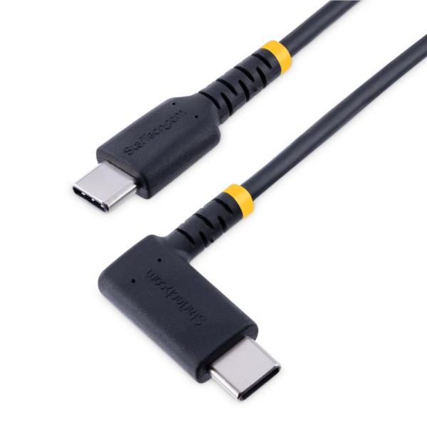 USBケーブル/USB-C-USB-C/30cm/USB2.0/L型右向き/USBPD対応/急速充電&データ転送/高耐久アラミド繊維補強/Type-C充電&同期コード/タイプCL字コネクター