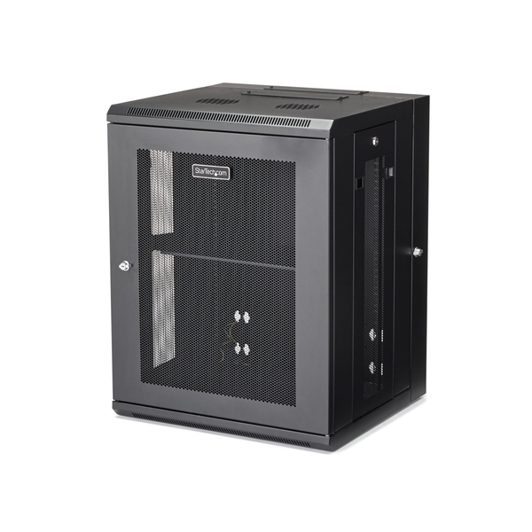 サーバーラック/壁掛型キャビネット/15U/4ポスト/取付奥行41cm/耐荷重90kg/ヒンジ付/ネットワーク機器収納用