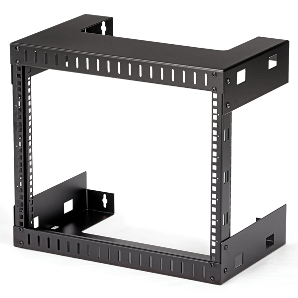 サーバーラック(8U/EIA規格)壁掛けタイプ奥行き12インチ2ポストオープンフレーム耐荷重80kg