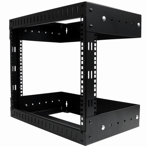 サーバーラック(8U/EIA規格)壁掛けタイプ奥行き調整可能2ポストオープンフレーム耐荷重61kg