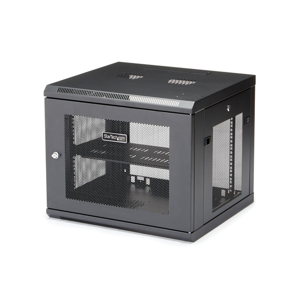 サーバーラック/壁掛型キャビネット/9U/4ポスト/取付奥行48cm/耐荷重90kg/AV ネットワーク機器収納用
