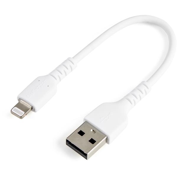 高耐久Lightning-USB-Aケーブル15cm/ホワイト/アラミド繊維補強/iPhone、iPod、iPad対応/AppleMFi認証アップルライトニング-USB充電同期ケーブル