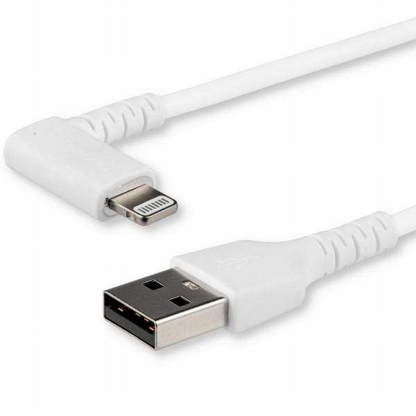 L型ライトニングケーブル2mホワイトAppleMFi認証iPhone充電ケーブル高耐久性Lightning-USBL字ケーブル