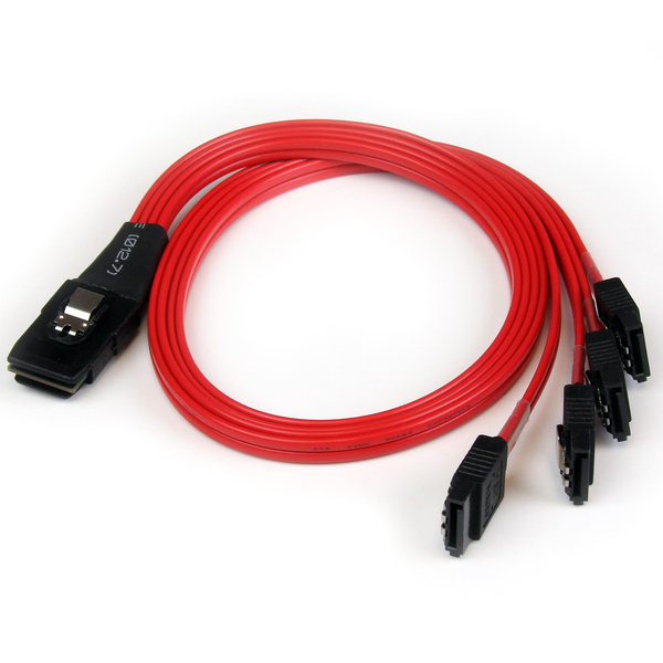 SFF-8087 - 4x SATAリバースケーブル/50cm/Mini SAS - 4ポートSATA/内部接続用