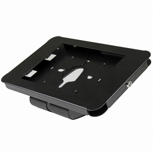 iPad対応タブレットスタンド 盗難防止ロック付き 最大9.7インチタブレットに対応 デスクや壁面に取付け可能 スチール製ケース