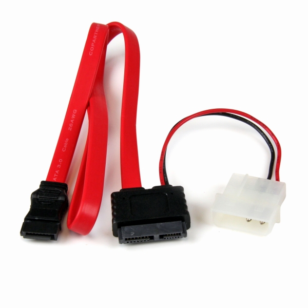 50cmSlimlineSATA変換ケーブル1xSlimlineシリアルATA7+6ピン-1xペリフェラル電源4ピンオス&1xSATA7ピン