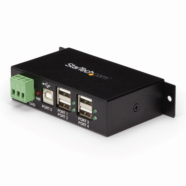 4ポート産業用USB 2.0 ハブ ESD保護 ウォールマウント対応