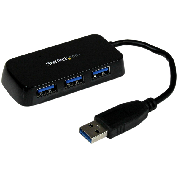 4ポートSuperSpeedUSB3.0ハブポータブルミニUSBHub1xUSBA(オス)-4xUSB3.0A(メス)ブラック