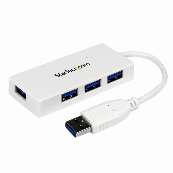 4ポートSuperSpeedUSB3.0ハブポータブルミニUSBHub1xUSBA(オス)-4xUSB3.0A(メス)ホワイト