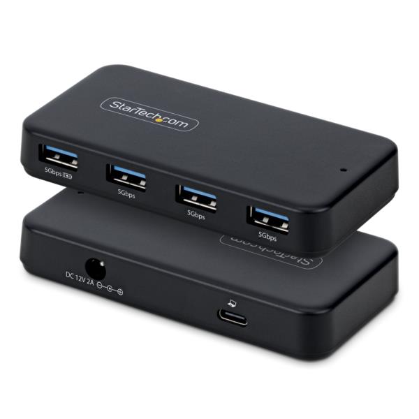USB-Cハブ/C/A両対応/4ポート/4x Type-A/5Gbps/セルフパワー/電源アダプタ付