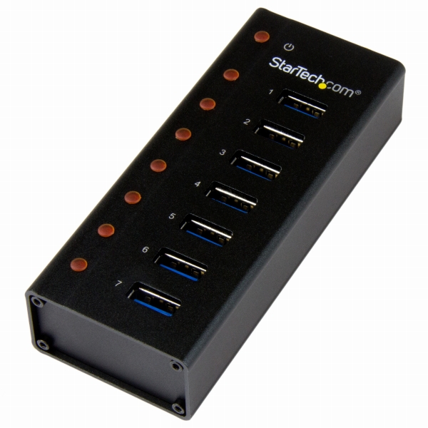 7ポートUSB 3.0ハブ メタル筐体 デスクや壁に取付け可能
