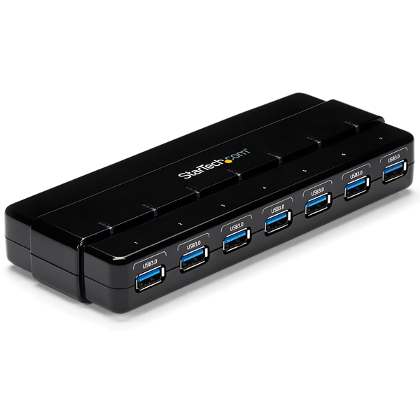7ポートUSB3.0ハブ卓上用ACアダプタとケーブル付属